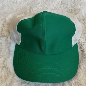 Vintage‎ Solid Green & White Original Real Trucker Hat